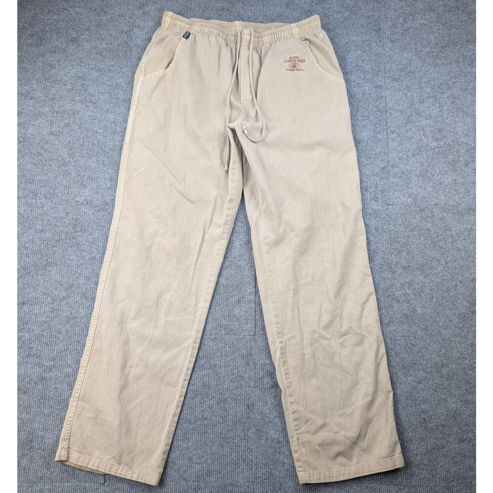 Crazy Shirts Pants Mens Medium Pull On Kona Coffee Dyed Natural Coastal Minimal